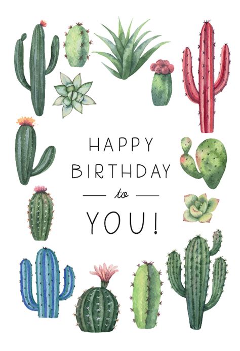 Printable Cactus Birthday Card